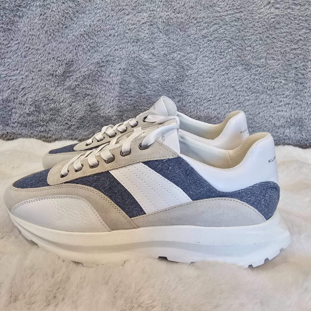 Kurt Geiger London Men's Gaspar Sneaker Denim, Pebble Leather Size 45, 46 NEW
